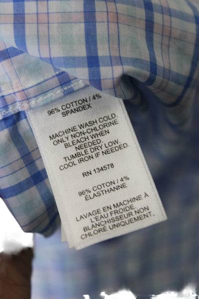 Vineyard Vines Mens Cotton Plaid Button Down Shirt Blue Size L