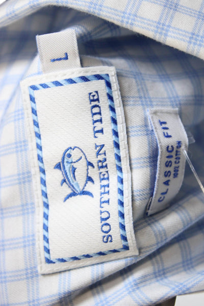 Southern Tide Mens Cotton Pocketed Button Down Shirt Blue Size L