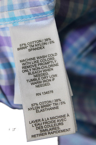 Vineyard Vines Mens Cotton Plaid Button Down Shirt Blue Size L