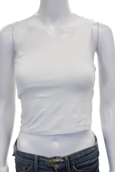 Beyond Yoga Womens White Cropped One Shoulder Tank Sleeveless Size S