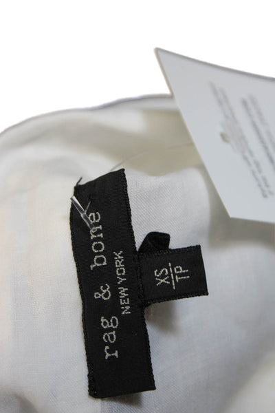 Rag & Bone Womens White Ramie Collared Short Sleeve Basic Blouse Petite Size XS