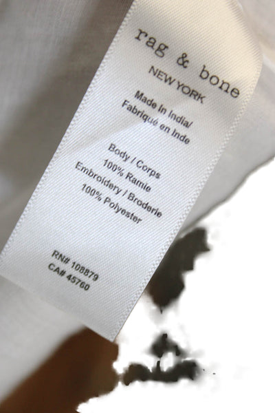 Rag & Bone Womens White Ramie Collared Short Sleeve Basic Blouse Petite Size XS