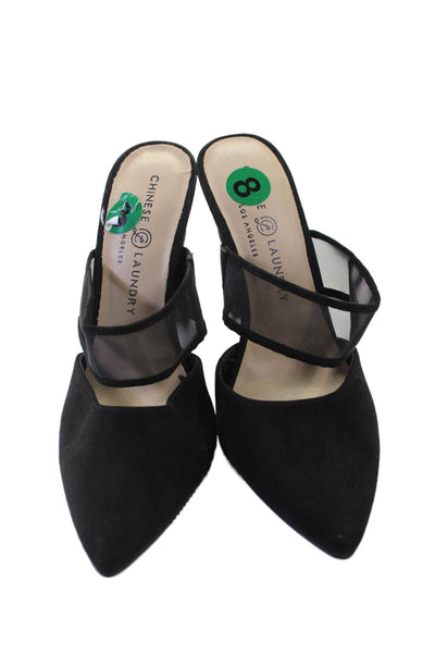 Chinese Laundry Womens Suede Pointed Toe Sumter Mule Pumps Black Size 8 Medium