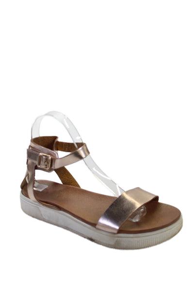 MIA Womens Leather Ankle Strap Hiking Sandals Gold Size 5