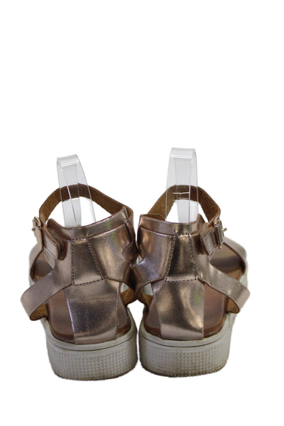 MIA Womens Leather Ankle Strap Hiking Sandals Gold Size 5