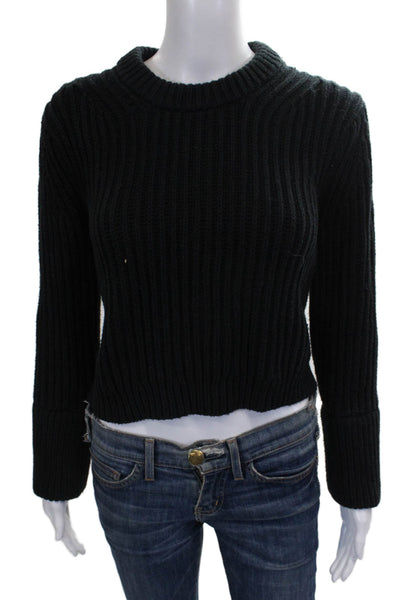 J Crew Womens Black 100% Cotton Mock Neck Pullover Sweater Long Sleeve Size S