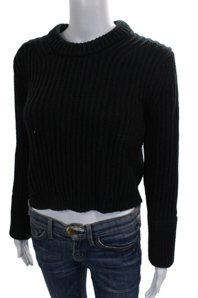 J Crew Womens Black 100% Cotton Mock Neck Pullover Sweater Long Sleeve Size S