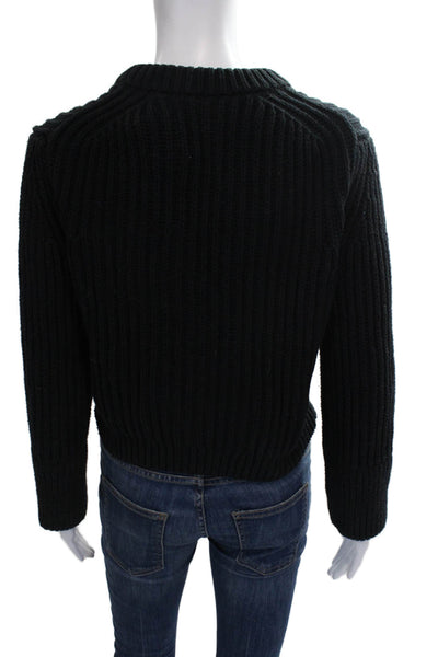 J Crew Womens Black 100% Cotton Mock Neck Pullover Sweater Long Sleeve Size S