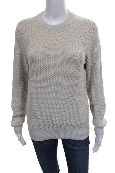 Club Monaco Womens Pullover Sweater Beige Cotton Crewneck Long Sleeve Size S