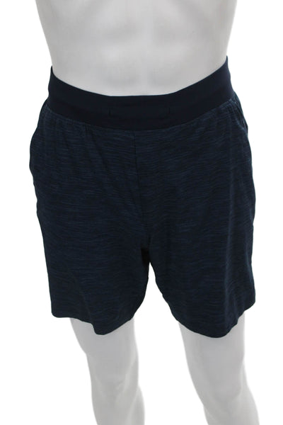 Lululemon Mens Athletic Striped Polyester Blue Shorts Size S