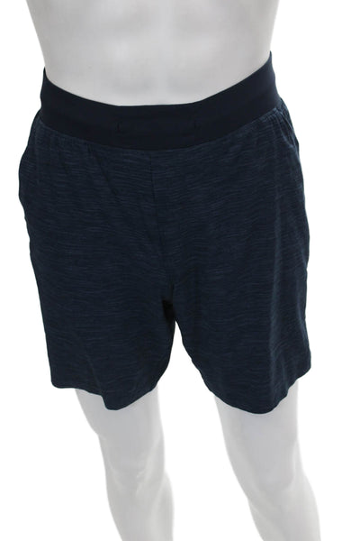 Lululemon Mens Athletic Striped Polyester Blue Shorts Size S