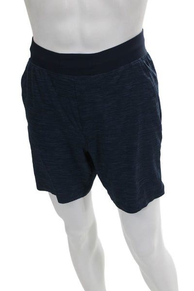 Lululemon Mens Athletic Striped Polyester Blue Shorts Size S