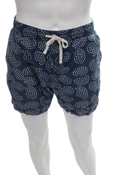 J Crew Mens Chino Shorts Blue Polka Dot Cotton Drawstring Size M