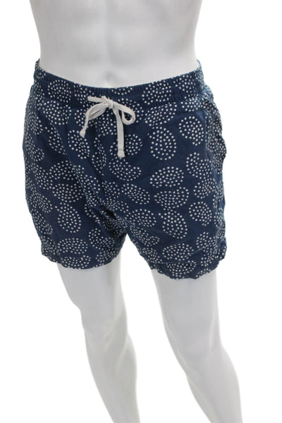J Crew Mens Chino Shorts Blue Polka Dot Cotton Drawstring Size M