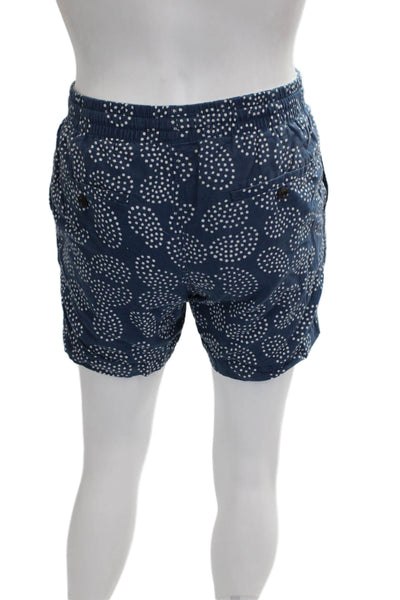 J Crew Mens Chino Shorts Blue Polka Dot Cotton Drawstring Size M