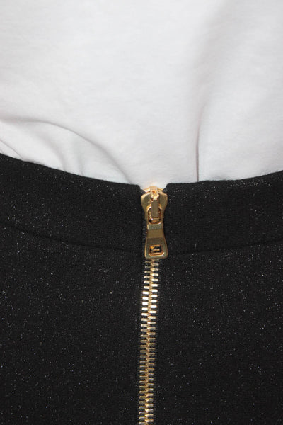 Balmain Womens Mini Skirt Black Virgin Wool Zip Size 40