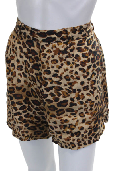 Vitamin A Women Beige Animal Print Cotton Blend Pull On Shorts Size M