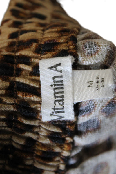 Vitamin A Women Beige Animal Print Cotton Blend Pull On Shorts Size M