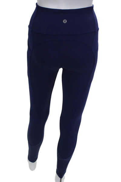 Lululemon Womens Blue Ankle Leggings Nylon Pull On Size 4