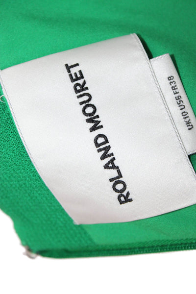Roland Mouret Womens Pencil Dress Green Wool One Shoulder Full Length Size 6