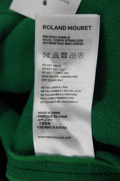 Roland Mouret Womens Pencil Dress Green Wool One Shoulder Full Length Size 6
