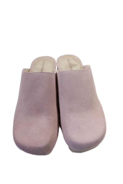 Villa Rouge Womens Suede Wooden Heels Valencia Mules Shoes Pink Size 8M