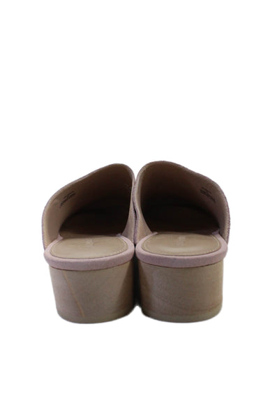 Villa Rouge Womens Suede Wooden Heels Valencia Mules Shoes Pink Size 8M