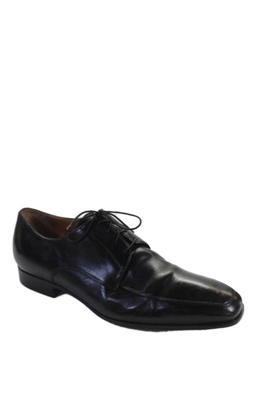 Santoni Mens Leather Lace Up Oxford Dress Shoes Black Size 10.5 EE