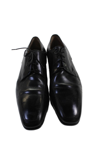 Santoni Mens Leather Lace Up Oxford Dress Shoes Black Size 10.5 EE