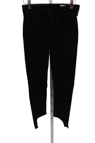 Rag & Bone Womens Ankle Jeans Black Mid Rise Modal Size 25