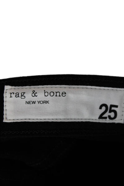 Rag & Bone Womens Ankle Jeans Black Mid Rise Modal Size 25