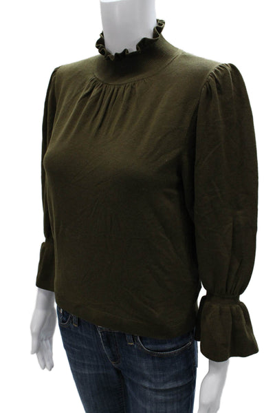 Ba&Sh Womens Pullover Sweater Mock Neck 3/4 Sleeve Green Size 2