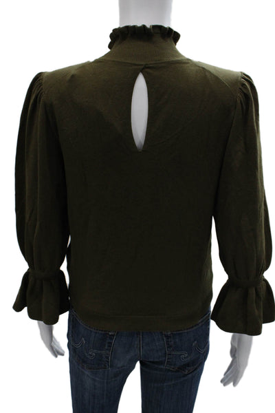 Ba&Sh Womens Pullover Sweater Mock Neck 3/4 Sleeve Green Size 2