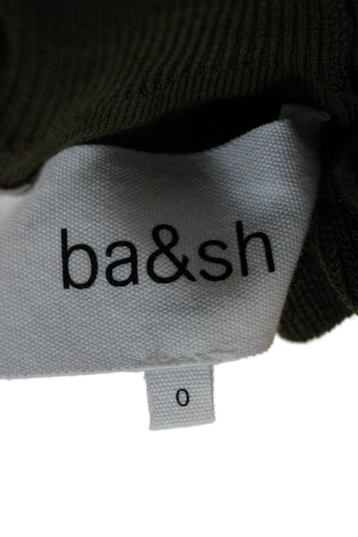 Ba&Sh Womens Pullover Sweater Mock Neck 3/4 Sleeve Green Size 2