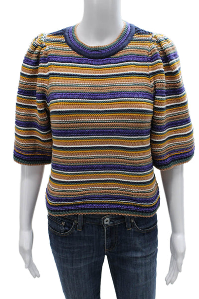 Ba&Sh Women Sweater Multicolor Striped Cotton 3/4 Sleeve Size 2