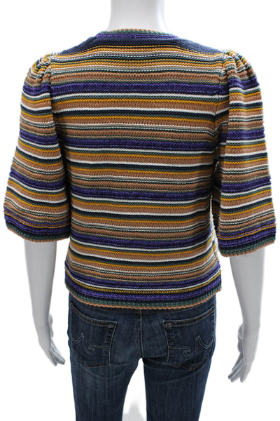 Ba&Sh Women Sweater Multicolor Striped Cotton 3/4 Sleeve Size 2