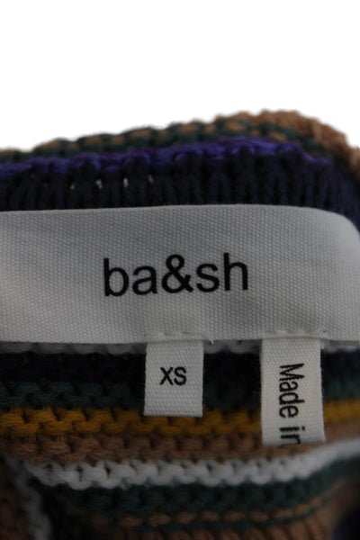 Ba&Sh Women Sweater Multicolor Striped Cotton 3/4 Sleeve Size 2