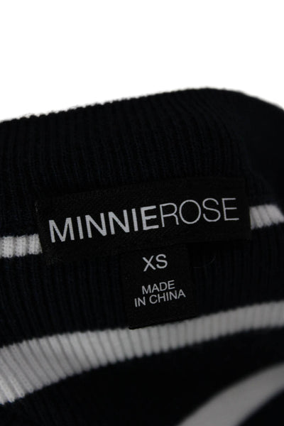 Minnie Rose Womens Striped Viscose Pullover Sweater Blue Size XS