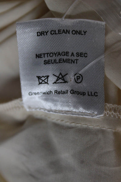 The Westside Women Blouse Ivory Silk High Neck Long Sleeve Button Size XS
