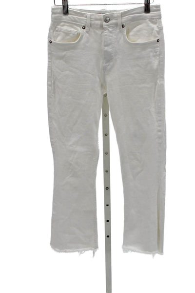 Zara Women White High Waist Straight Jeans Cotton Size 6