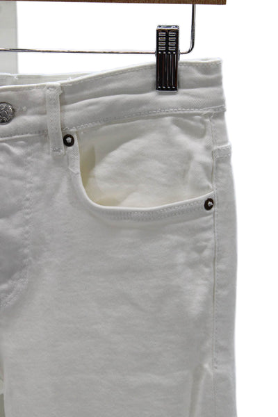 Zara Women White High Waist Straight Jeans Cotton Size 6