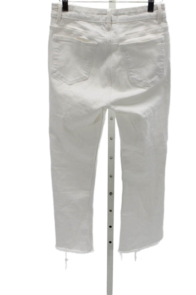 Zara Women White High Waist Straight Jeans Cotton Size 6