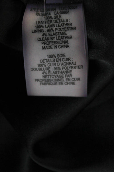 Elie Tahari Womens Bomber Jacket Silk Black Zip Long Sleeve Size XS