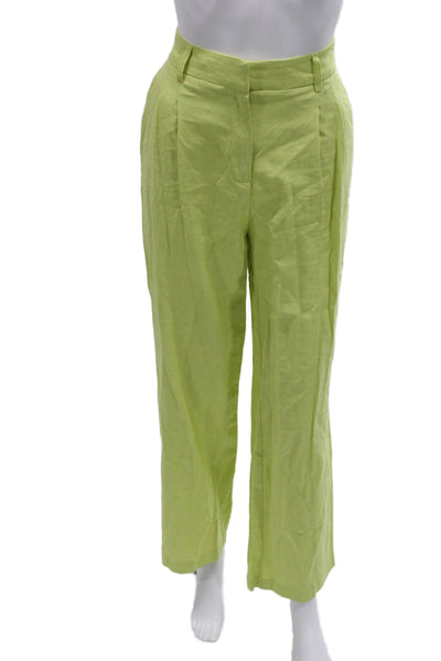 House of Harlow 1960 Women Dress Pants Green Linen Zip Size 0