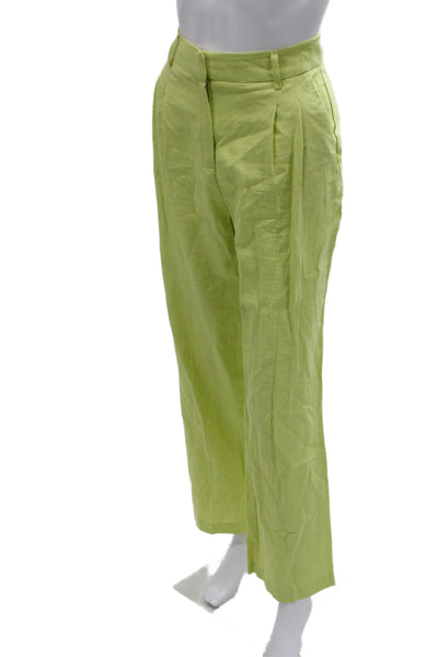 House of Harlow 1960 Women Dress Pants Green Linen Zip Size 0