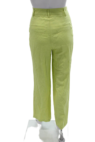 House of Harlow 1960 Women Dress Pants Green Linen Zip Size 0