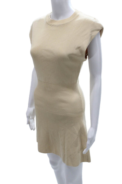 Zara Womens Sweater Dress Beige Sleeveless Crew Neck Viscose Size S