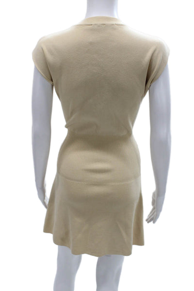 Zara Womens Sweater Dress Beige Sleeveless Crew Neck Viscose Size S