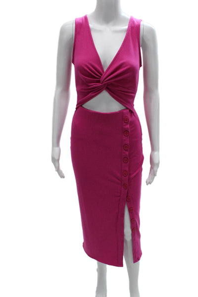 Fore Womens Bodycon Pink V-Neck Sleeveless Long Dress Size S