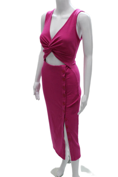 Fore Womens Bodycon Pink V-Neck Sleeveless Long Dress Size S
